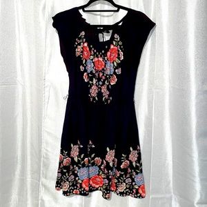 Lauren Conrad flutter sleeve, scoop neck, gathered waist floral dress